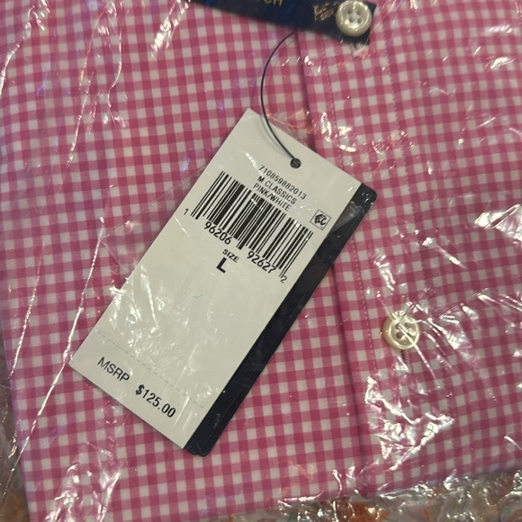 NWT Ralph Lauren Polo Lg 16.5 Pink & White Gingham Check Strerch Slim Fit - Picture 6 of 6